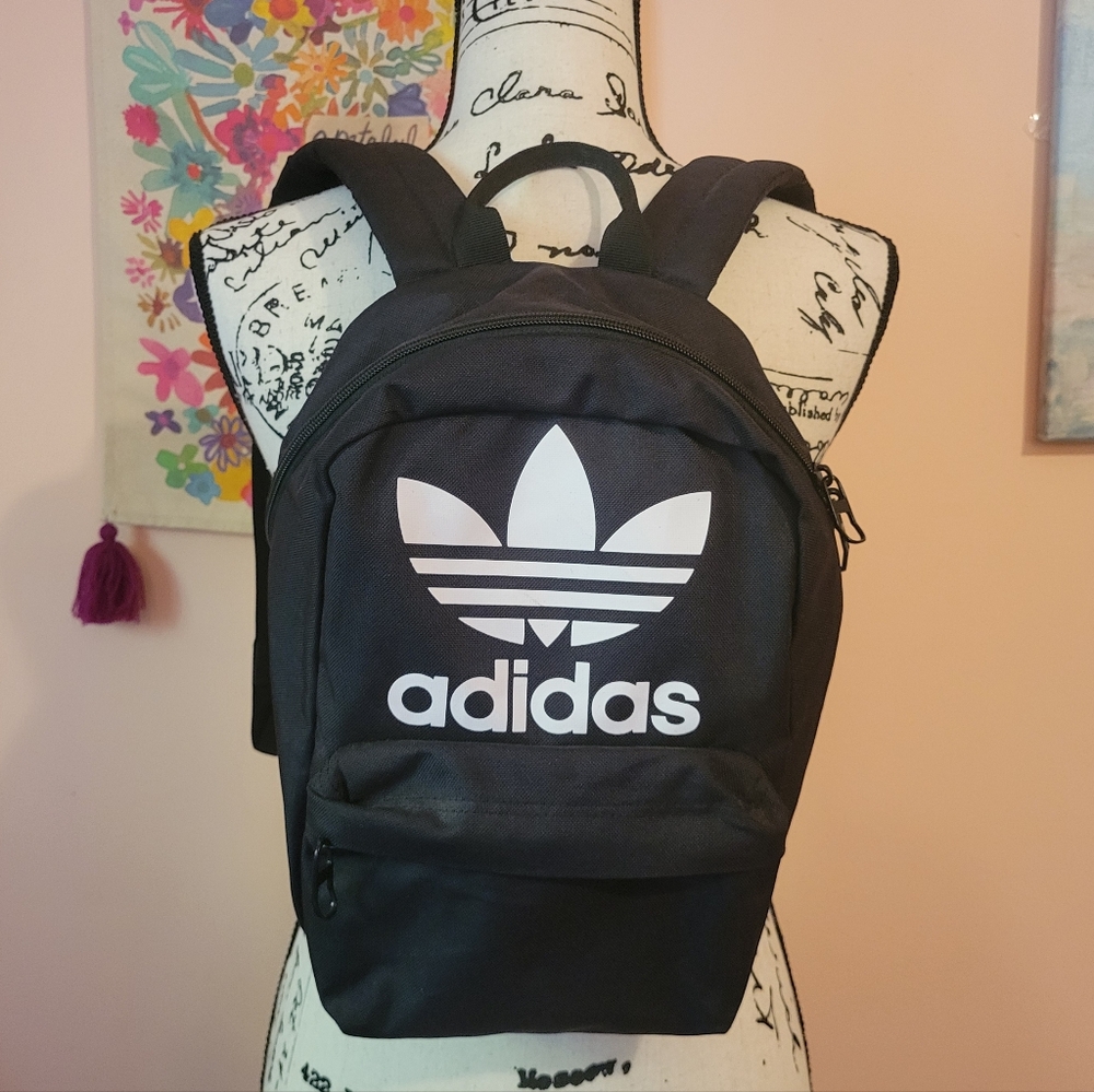 Adidas Trefoil Black and White Unisex Mini Backpack, EUC, 12H X 8W - Picture 6 of 13